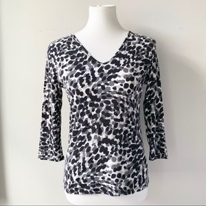 Black White Gray Polkadot Top Size Small